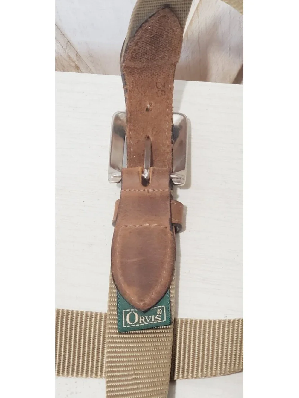 Orvis Leather And Nylon Belt USA Made Mens Size 36 Outdoors